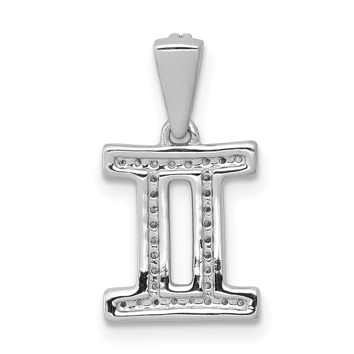 0.128 Ct Diamond Gemini Latin Symbol Zodiac Charm Pendant in Real 14k White Gold