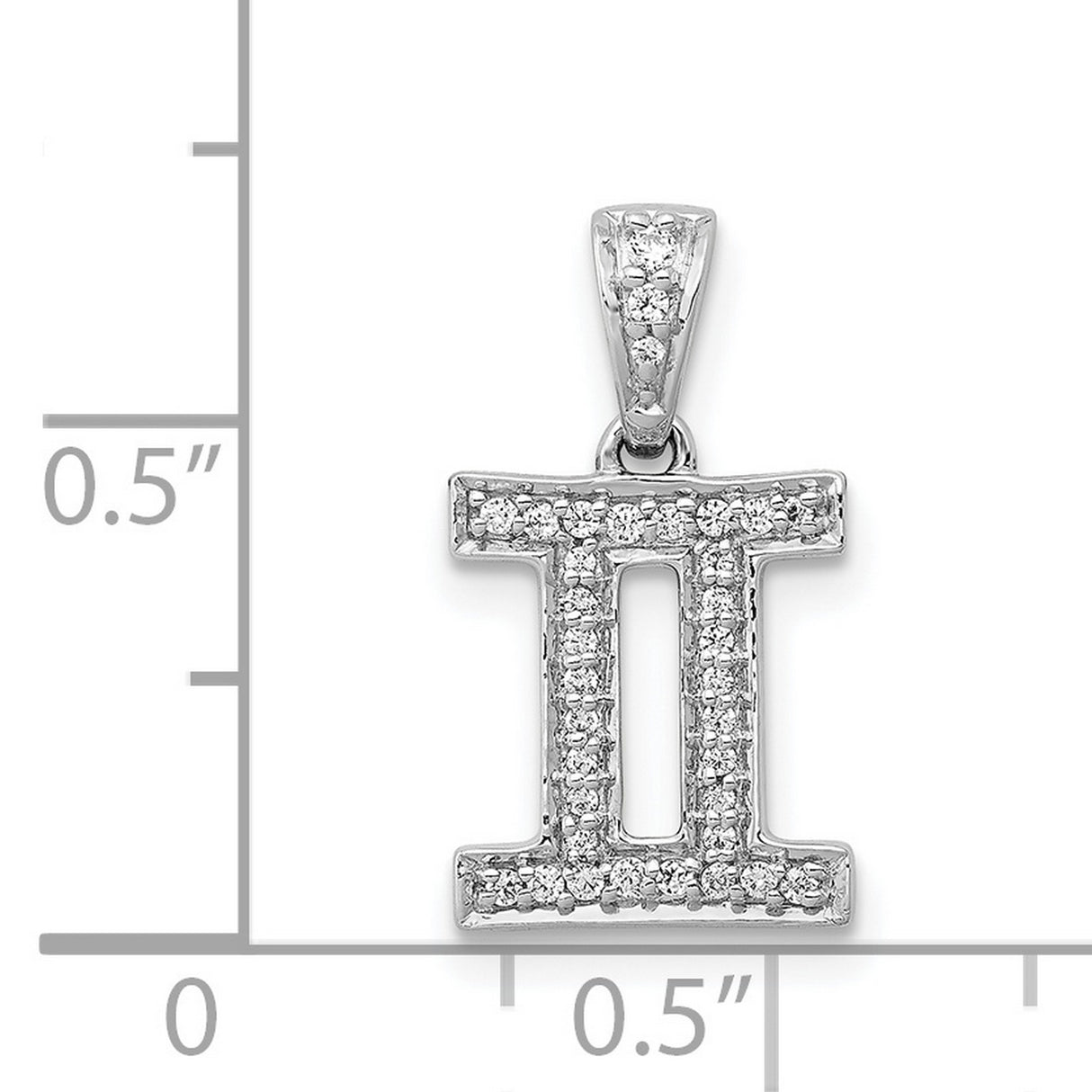 0.128 Ct Diamond Gemini Latin Symbol Zodiac Charm Pendant in Real 14k White Gold