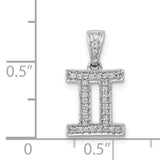 0.128 Ct Diamond Gemini Latin Symbol Zodiac Charm Pendant in Real 14k White Gold