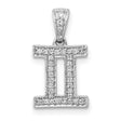 0.128 Ct Diamond Gemini Latin Symbol Zodiac Charm Pendant in Real 14k White Gold