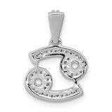 0.13 Ct Diamond Cancer Latin Symbol Zodiac Charm Pendant in Real 14k White Gold