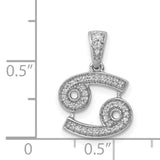 0.13 Ct Diamond Cancer Latin Symbol Zodiac Charm Pendant in Real 14k White Gold