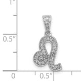 0.124 Ct Diamond Leo Latin Symbol Zodiac Charm Pendant in Real 14k White Gold