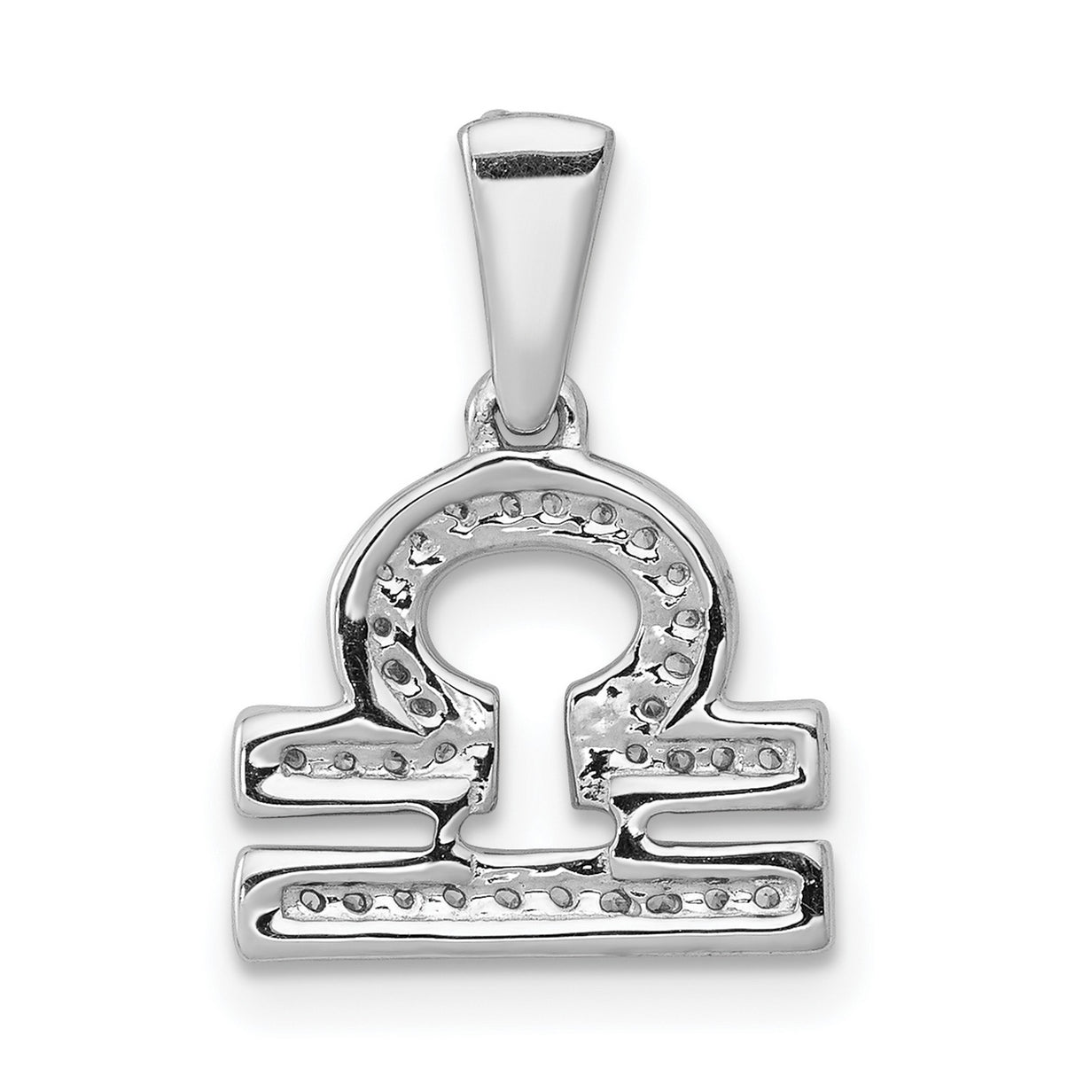 0.124 Ct Diamond Libra Latin Symbol Zodiac Charm Pendant in Real 14k White Gold