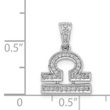 0.124 Ct Diamond Libra Latin Symbol Zodiac Charm Pendant in Real 14k White Gold