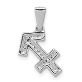 0.126 Ct Diamond Sagittarius Latin Symbol Zodiac Charm Pendant in Real 14k White Gold