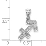 0.126 Ct Diamond Sagittarius Latin Symbol Zodiac Charm Pendant in Real 14k White Gold