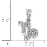 0.101 Ct Diamond Capricorn Latin Symbol Zodiac Charm Pendant in Real 14k White Gold