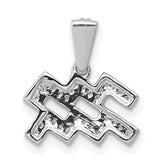 0.112 Ct Diamond Aquarius Latin Symbol Zodiac Charm Pendant in Real 14k White Gold