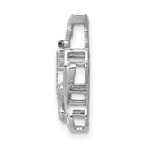 White and Black Accent Diamond Cats Chain Slide Charm Pendant in Real 14k White Gold
