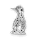 1/5ct Black Diamond Penguin Chain Slide Charm Pendant in Real 14k White Gold