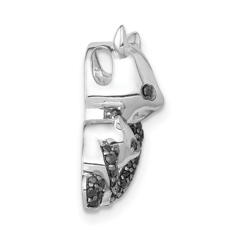 14k White Gold Mother and Baby Panda Pendant with Diamond Accents, Wildlife Theme