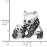 14k White Gold Mother and Baby Panda Pendant with Diamond Accents, Wildlife Theme