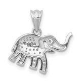 14k White Gold Elephant Pendant with Diamond Accents, Symbol of Wisdom and Strength