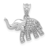 14k White Gold Elephant Pendant with Diamond Accents, Symbol of Wisdom and Strength