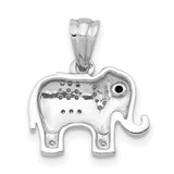 14k White Gold Elephant Pendant with Diamond Accents, Spiritual Animal Good Luck Charm for Women