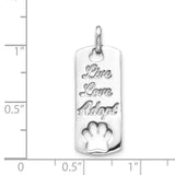 14k White Gold Pendant with Live Love Adopt Engraving and Paw Cutout Design