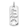 14k White Gold Pendant with Live Love Adopt Engraving and Paw Cutout Design