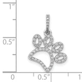 0.25 Ct Paw Print Shaped Charm Pendant in Real 14k White Gold