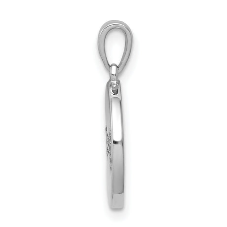 14k White Gold Pendant with Pavé Diamond Dog Bone and Round Disc Design