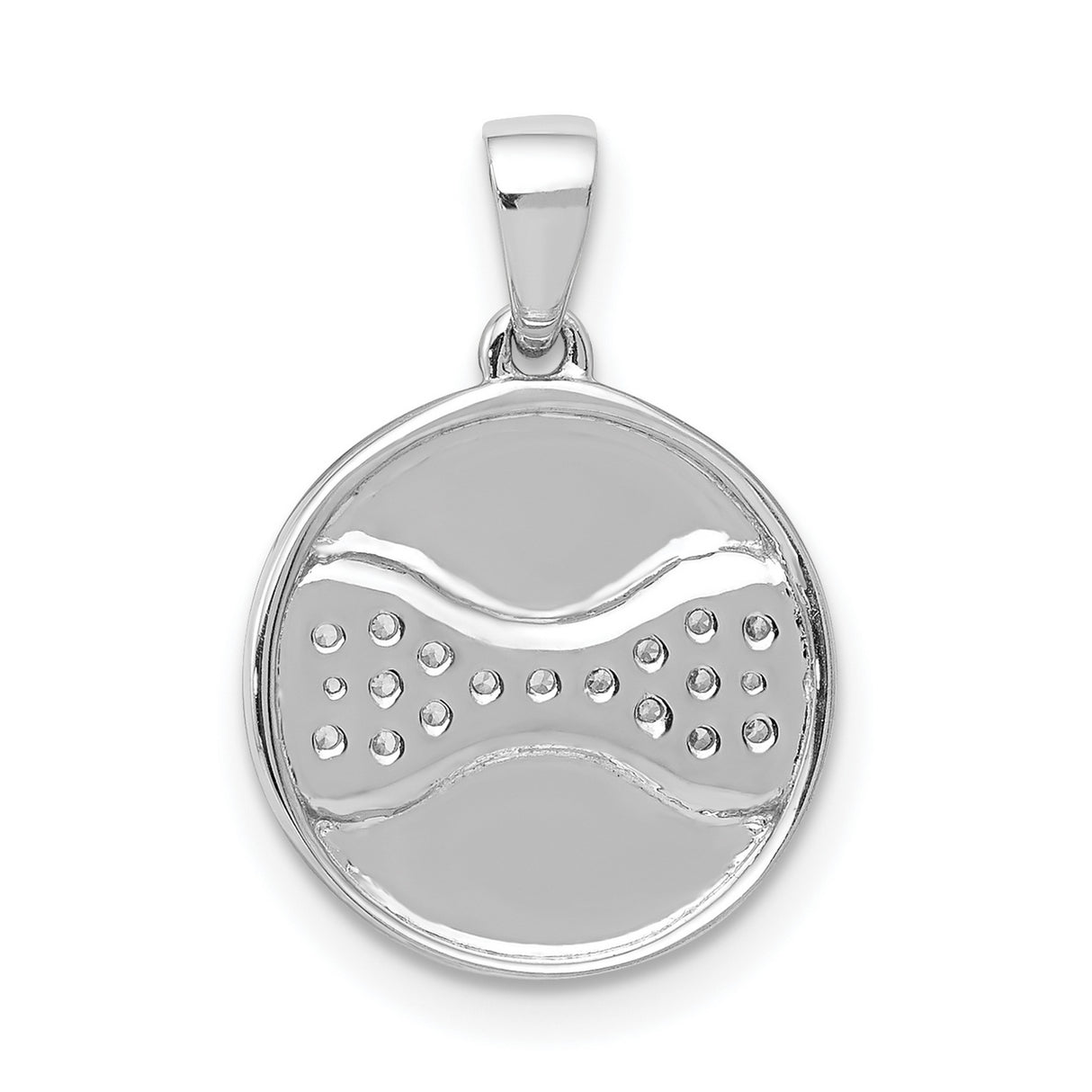 14k White Gold Pendant with Pavé Diamond Dog Bone and Round Disc Design
