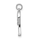 14k White Gold Tennis Racket Pendant with Diamond Accents, Sports Jewelry Charm