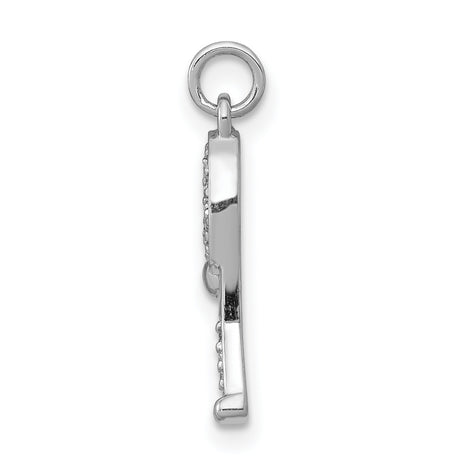 14k White Gold Tennis Racket Pendant with Diamond Accents, Sports Jewelry Charm