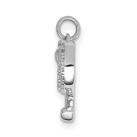 14k White Gold Tennis Pendant with Diamond Accent, Crossed Rackets and Ball Charm