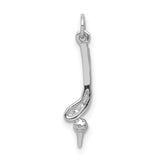 0.038 Ct Diamond Golf Club With Ball On Tee Charm Pendant in Real 14k White Gold