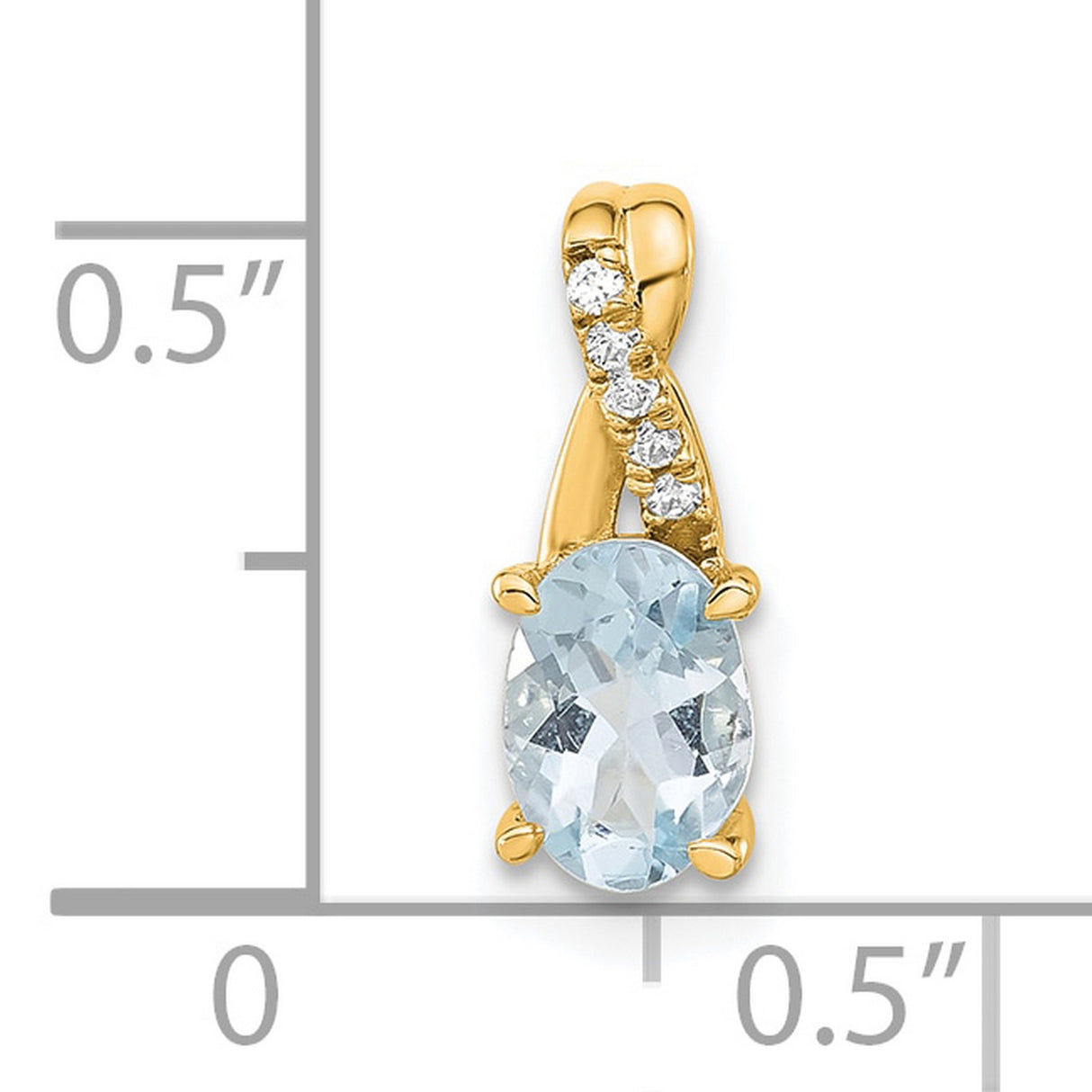 14k Yellow Gold Pendant with Oval Aquamarine and Diamond Accents, Elegant Jewelry for Women