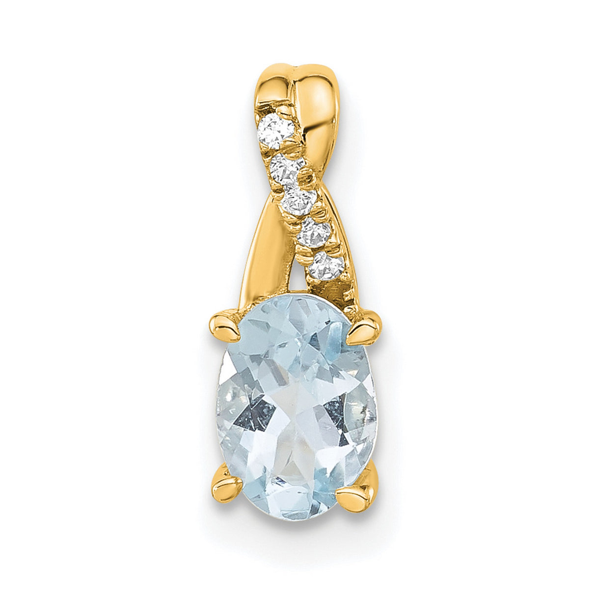 14k Yellow Gold Pendant with Oval Aquamarine and Diamond Accents, Elegant Jewelry for Women