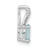 14k White Gold Pendant with Oval Aquamarine and Diamond Accents in Minimalist Design