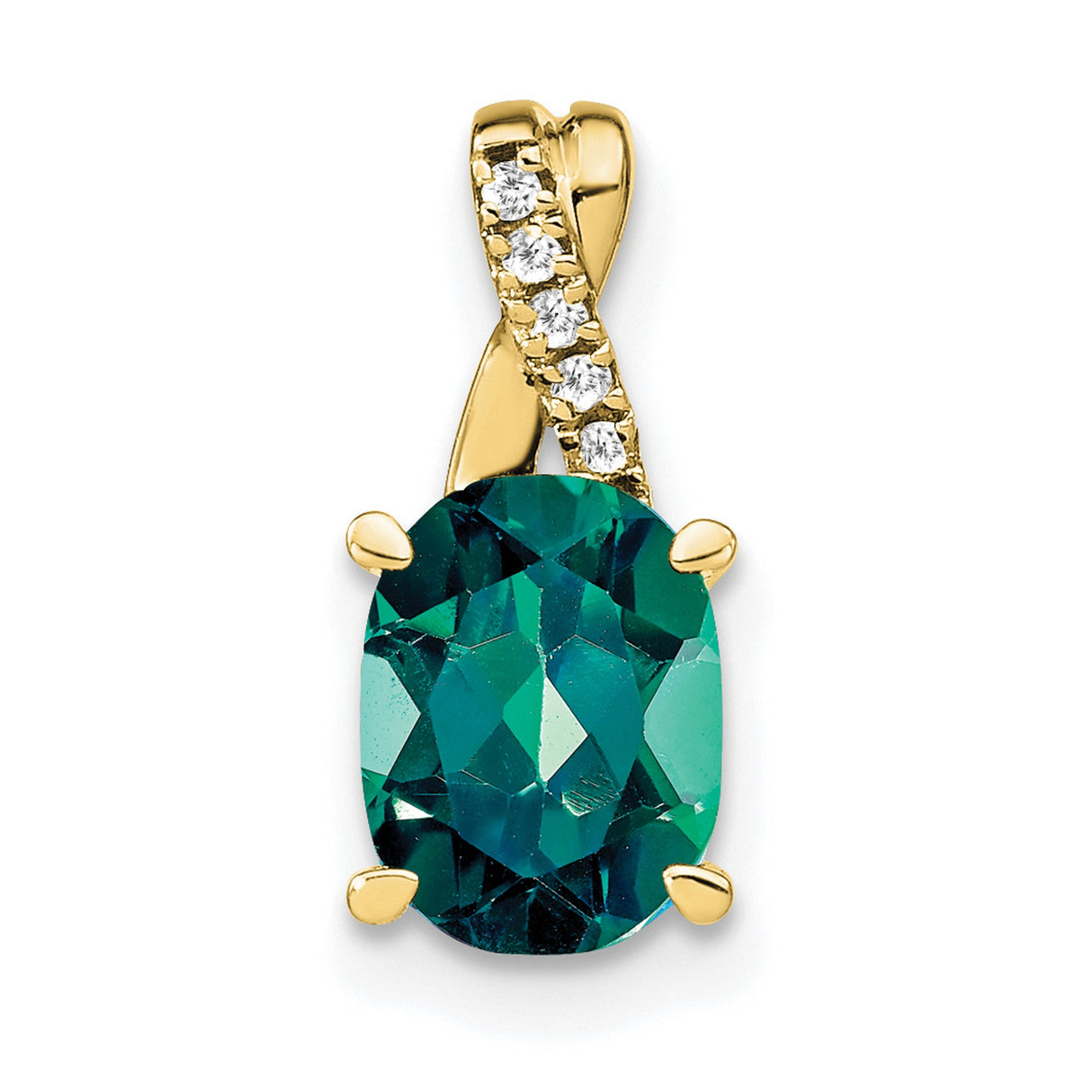 10k Yellow Gold Pendant with Lab Created Alexandrite and Diamond Accent, Swirl Design for Women