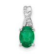 14k White Gold Pendant with Lab Created Emerald and Diamond Accents, Flowing Design