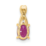 14k Yellow Gold Pendant with Lab Created Ruby and Diamond Accents, Twisted Ribbon Design