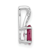 14k White Gold Ruby Pendant with Diamond Accents in Ribbon Setting
