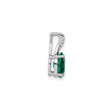 14k White Gold Pendant with Lab Created Emerald and Diamond Accents, May Birthstone Jewelry