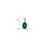 14k White Gold Pendant with Lab Created Emerald and Diamond Accents, May Birthstone Jewelry