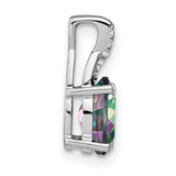 14k White Gold Pendant with Oval Mystic Fire Topaz and Diamond Accents in Crisscross Setting
