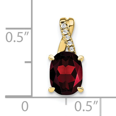 10k Yellow Gold Pendant with Garnet and Cubic Zirconia Accent , January Birthstone Jewelry for Women