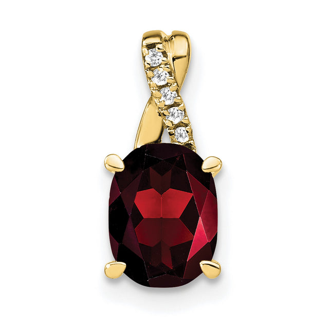 10k Yellow Gold Pendant with Garnet and Cubic Zirconia Accent , January Birthstone Jewelry for Women