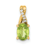 14k Yellow Gold Pendant with Oval Peridot and Cubic Zirconia Swirl Design