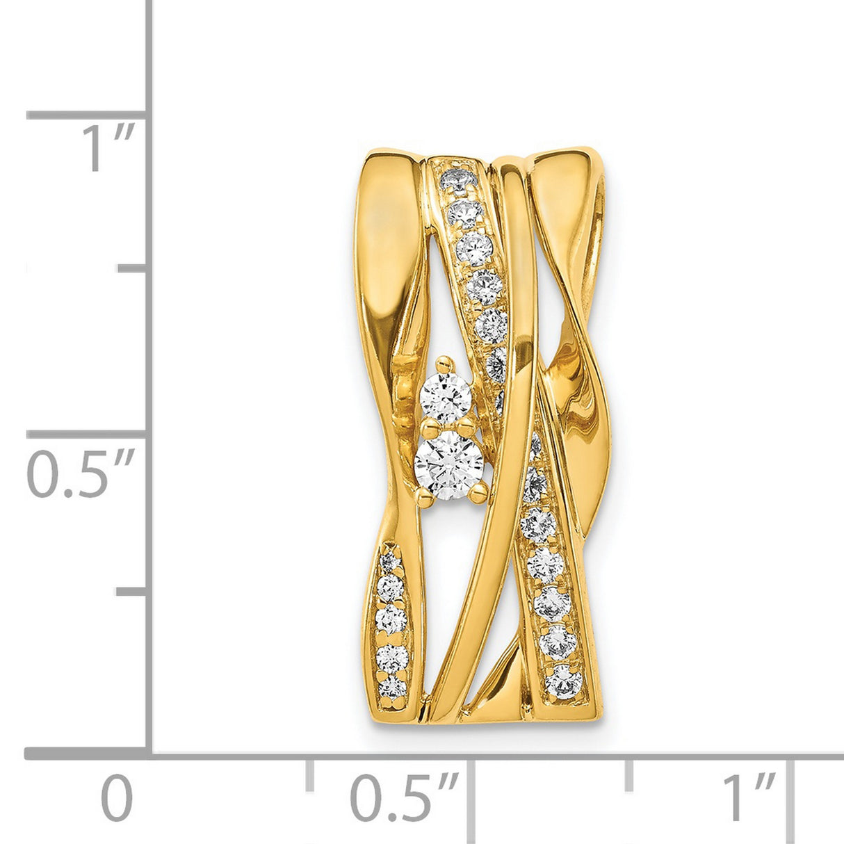 1/2ct Diamond Fancy Curves Chain Slide Charm Pendant in Real 14k Yellow Gold