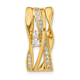 1/2ct Diamond Fancy Curves Chain Slide Charm Pendant in Real 14k Yellow Gold