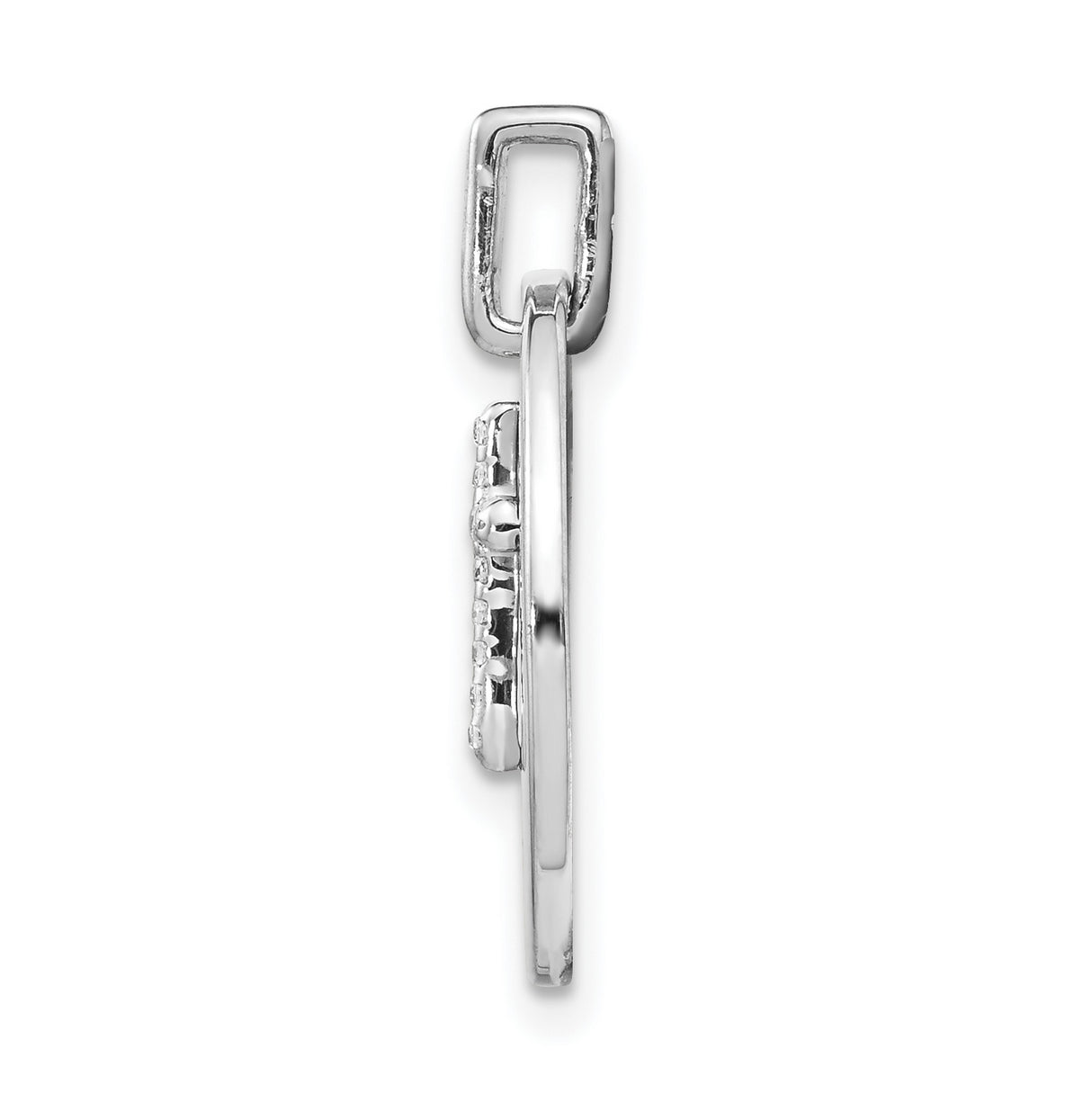 14k White Gold Diamond Cross Pendant with Raised Faith Design for Men and Women