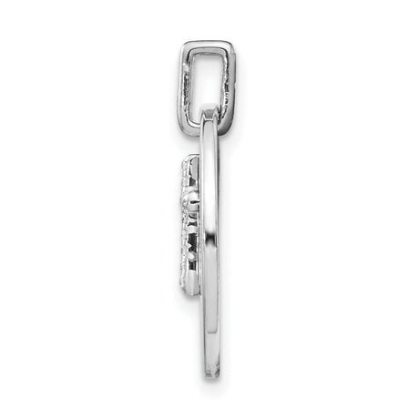 14k White Gold Diamond Cross Pendant with Raised Faith Design for Men and Women