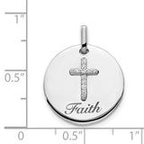 14k White Gold Diamond Cross Pendant with Raised Faith Design for Men and Women
