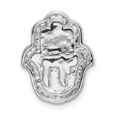 1/10ct. Diamond Chai Hamsa Chain Slide Charm Pendant in Real 14k White Gold