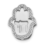 1/10ct. Diamond Chai Hamsa Chain Slide Charm Pendant in Real 14k White Gold