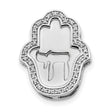 1/10ct. Diamond Chai on Hamsa Chain Slide Charm Pendant in Real 14k White Gold